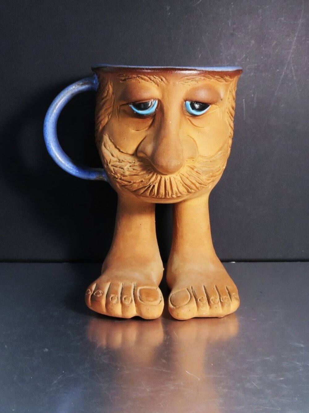 Vintage A and A Pottey Face Mug With Feet Studio Made Decor Use